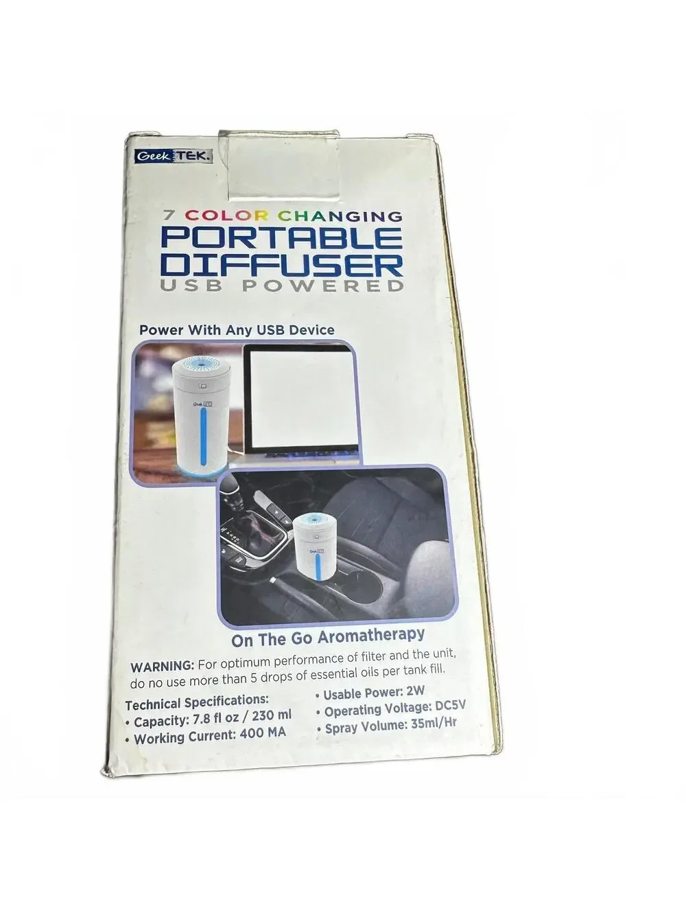 Geek TEK 7 Color Changing Portable Diffuser USB Powered